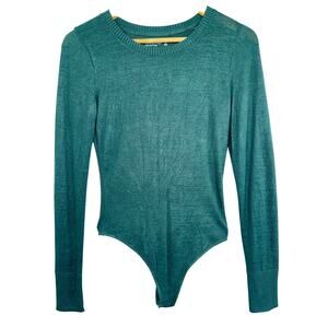 Abercrombie & Fitch Soft AF Cozy Green Crew Neck Long Sleeve Bodysuit Womens S